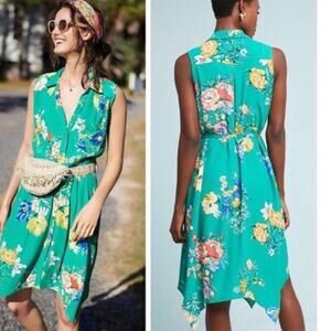 Anthropologie Maeve Rory Shirtdress Green size 10